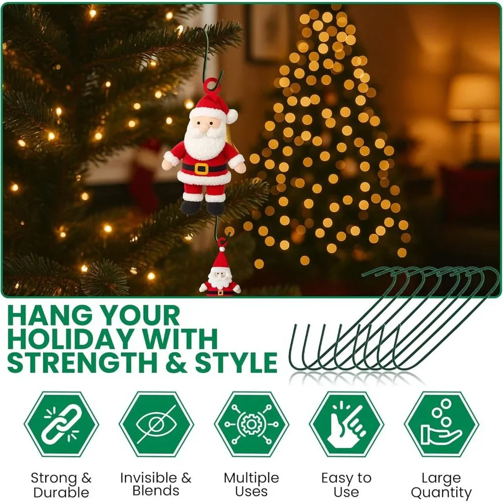 Durable Green Hooks for Christmas Trees – 450 Count Heavy-Duty Ornament Support